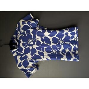 J Crew Blue and White Print Short Sleeve Rashguard XS